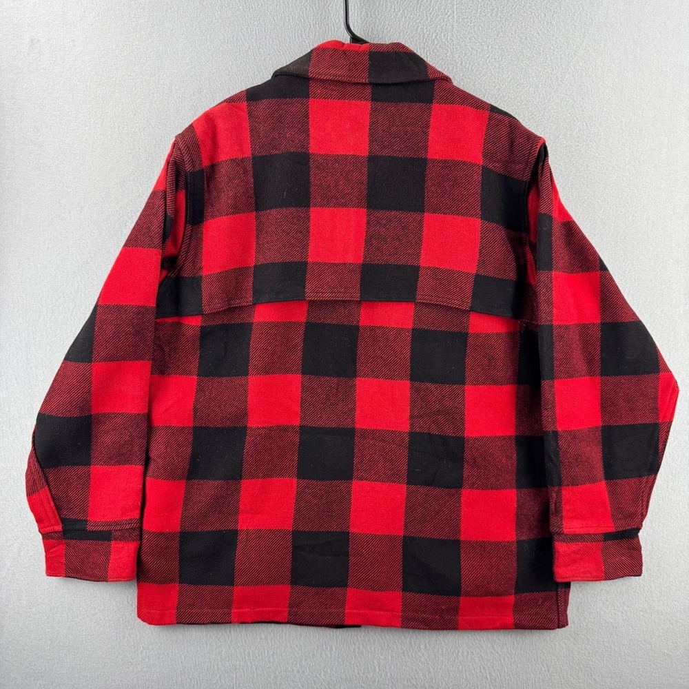 Vintage 50s Woolrich Jacket Mens Large Wool Mackinaw Red Plaid Hunting Talon Zip - Picture 11 of 16